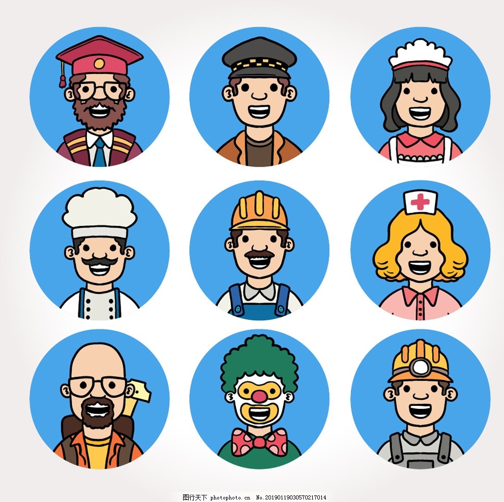 职业人物形象 各行各业 各种职业 卡通人物形象 矢量图素材