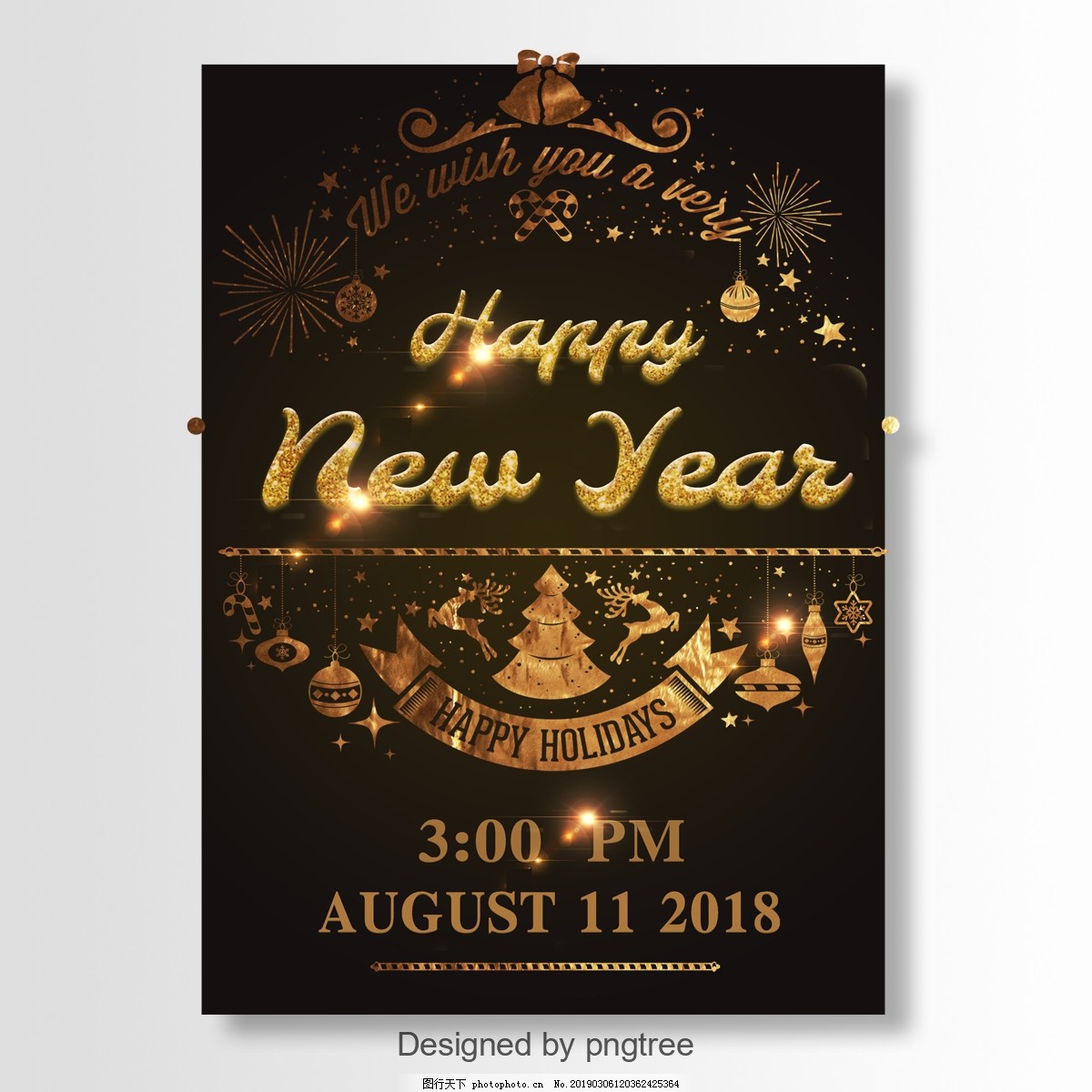 新年快乐圣诞节金黄邀请
