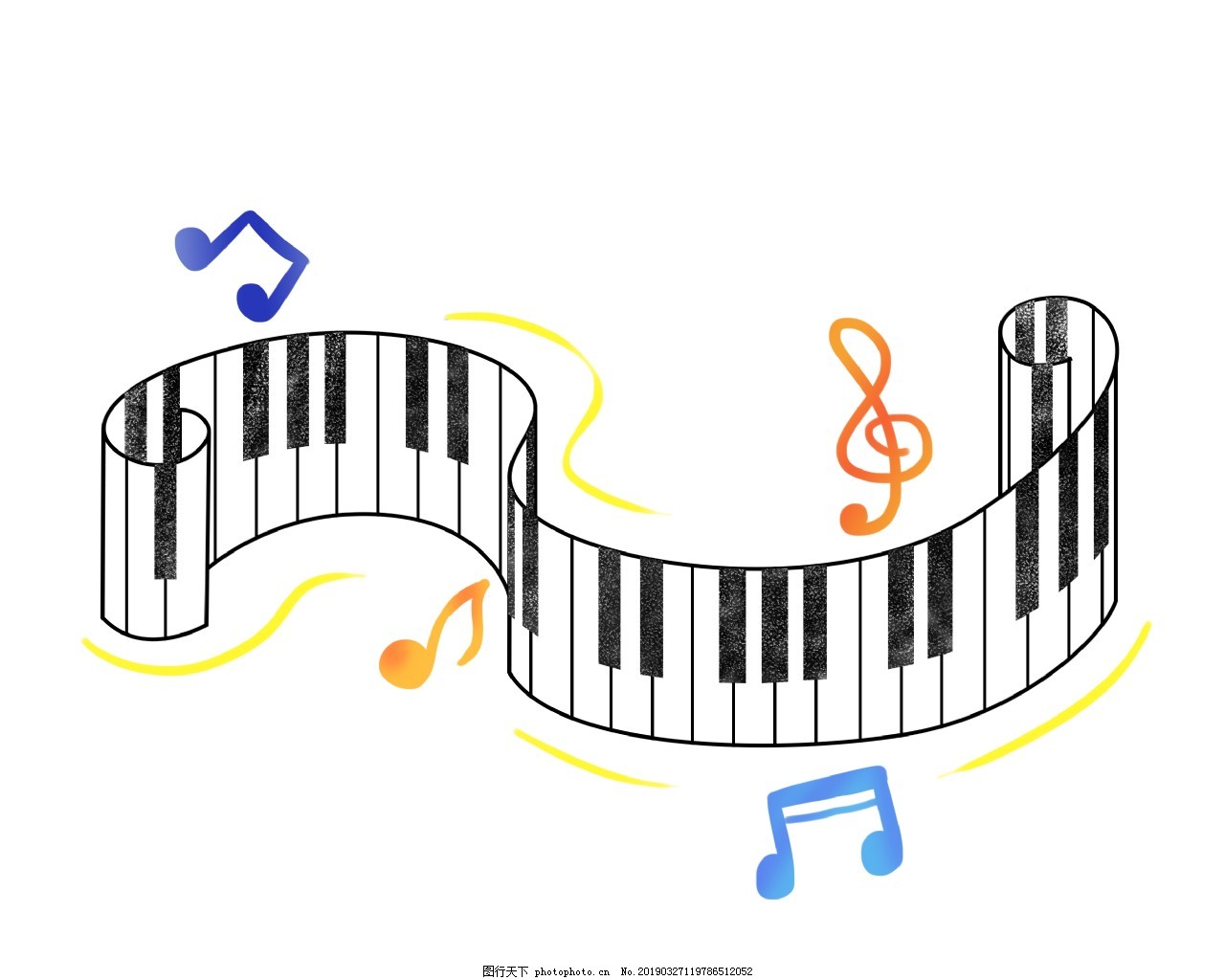 动听钢琴卡通插画图片