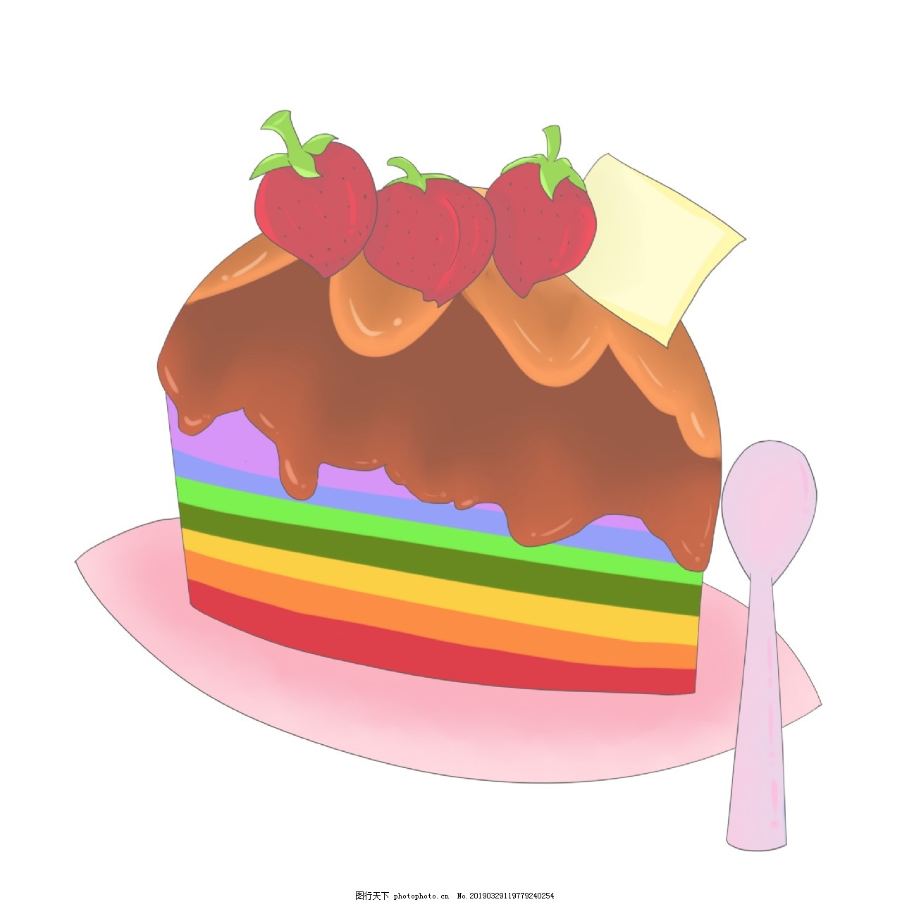 手绘粉色可爱生日蛋糕图片素材免费下载 - 觅知网