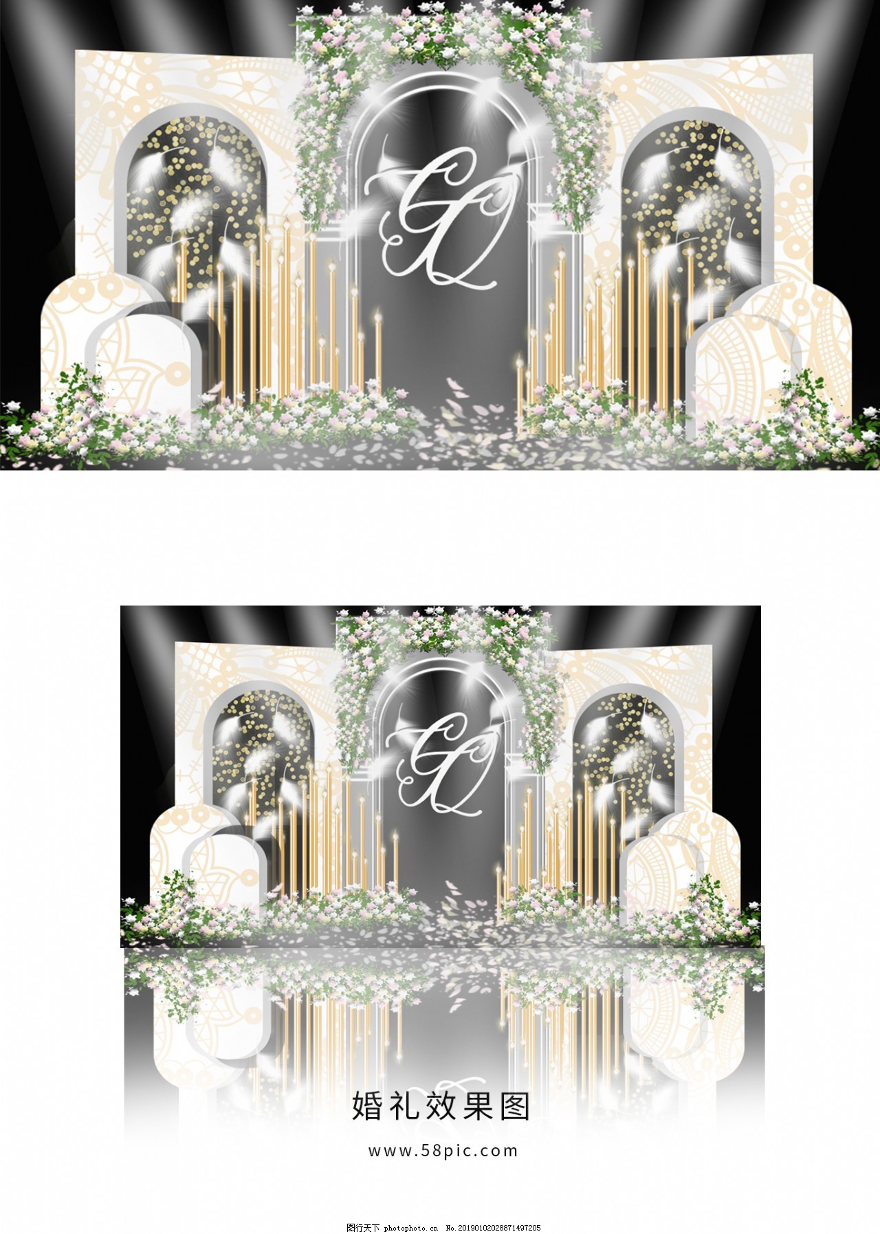 白绿色小森系婚礼迎宾区户外效果图图片素材-编号29972665-图行天下