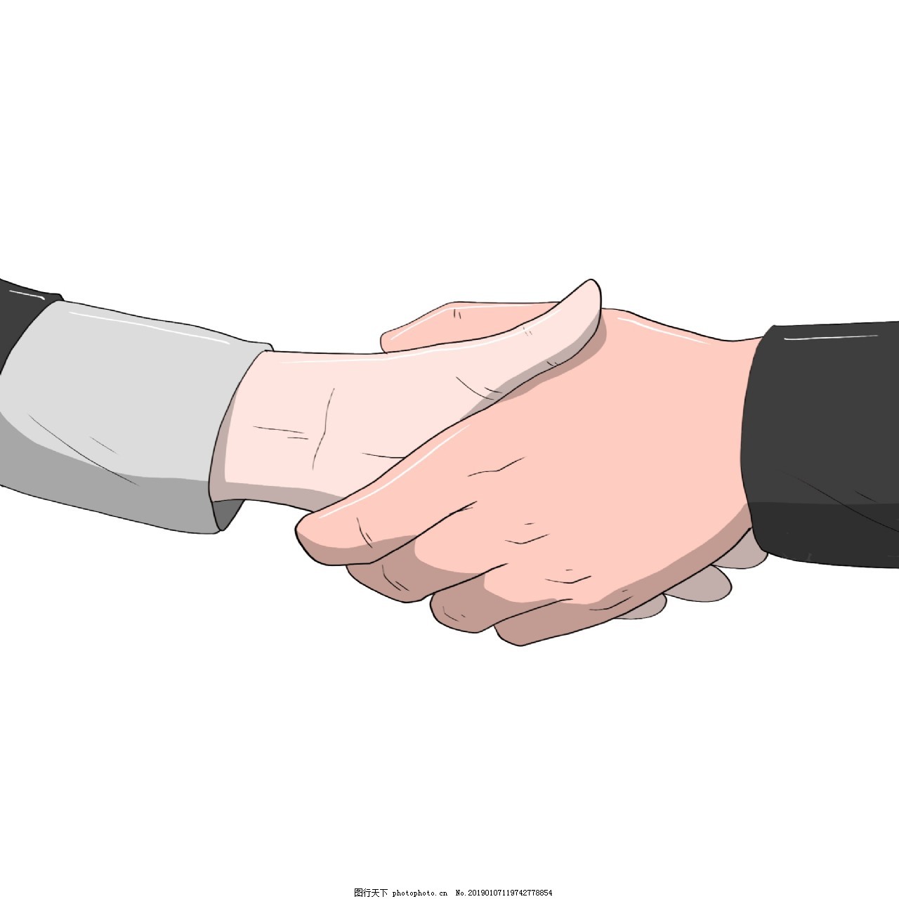 手绘商务合作握手插画图片 装饰图案 设计元素 图行天下素材网