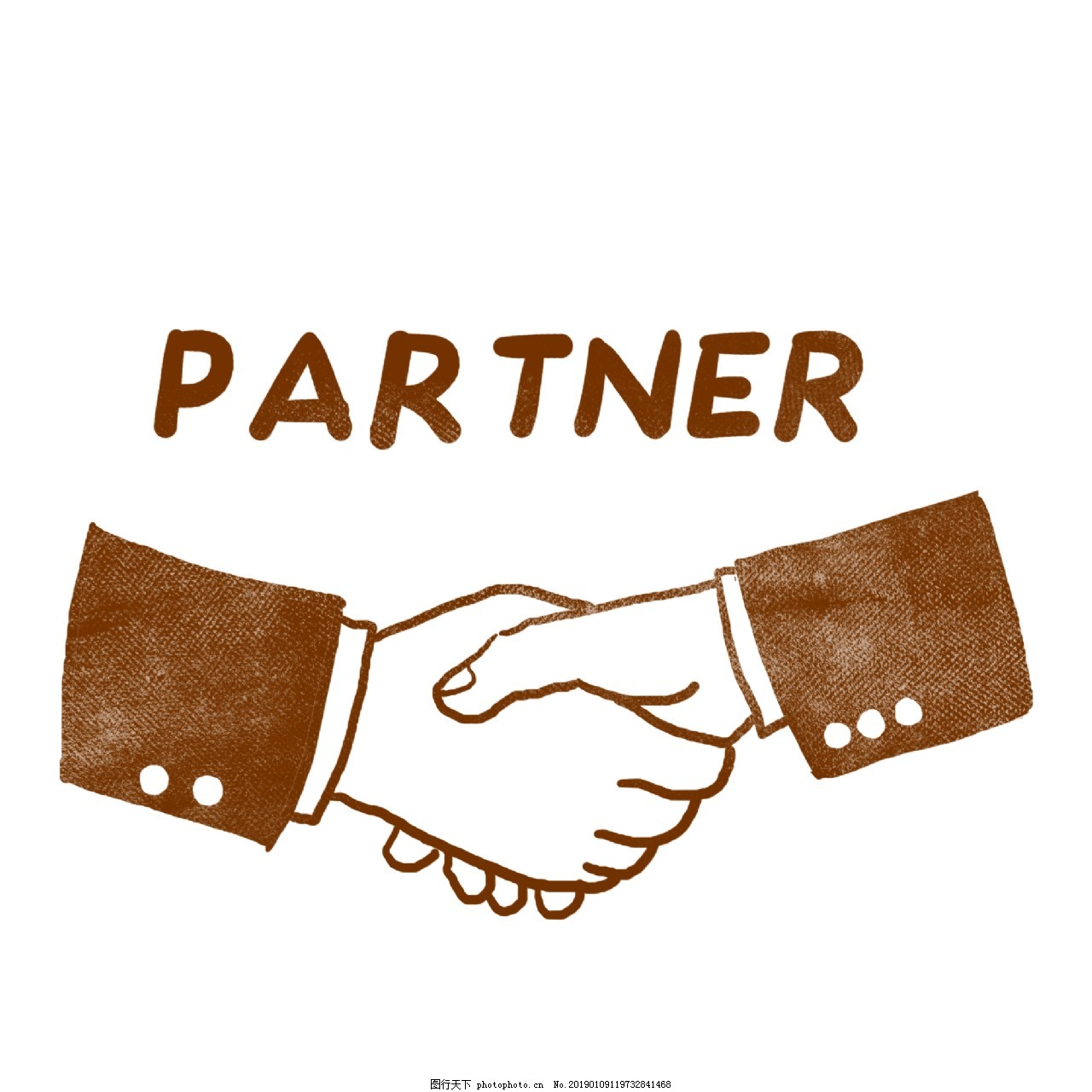 手绘商务握手png免扣素材图片 装饰图案 设计元素 图行天下素材网