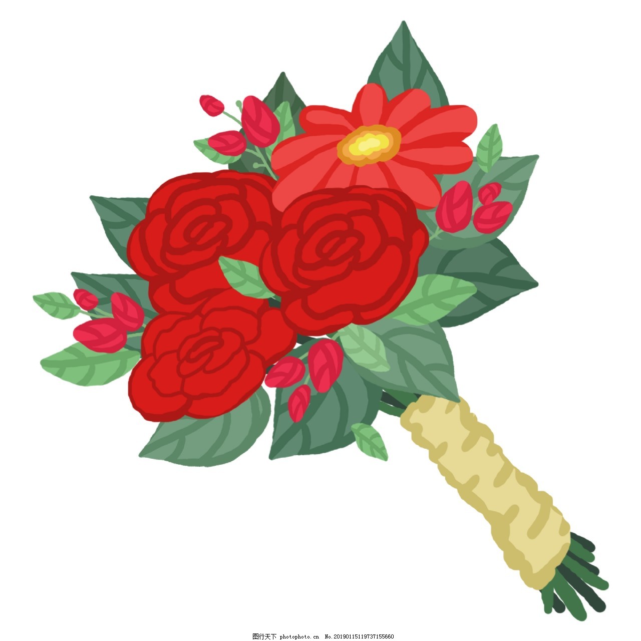 红色系手捧花png免抠图图片 装饰图案 设计元素 图行天下素材网