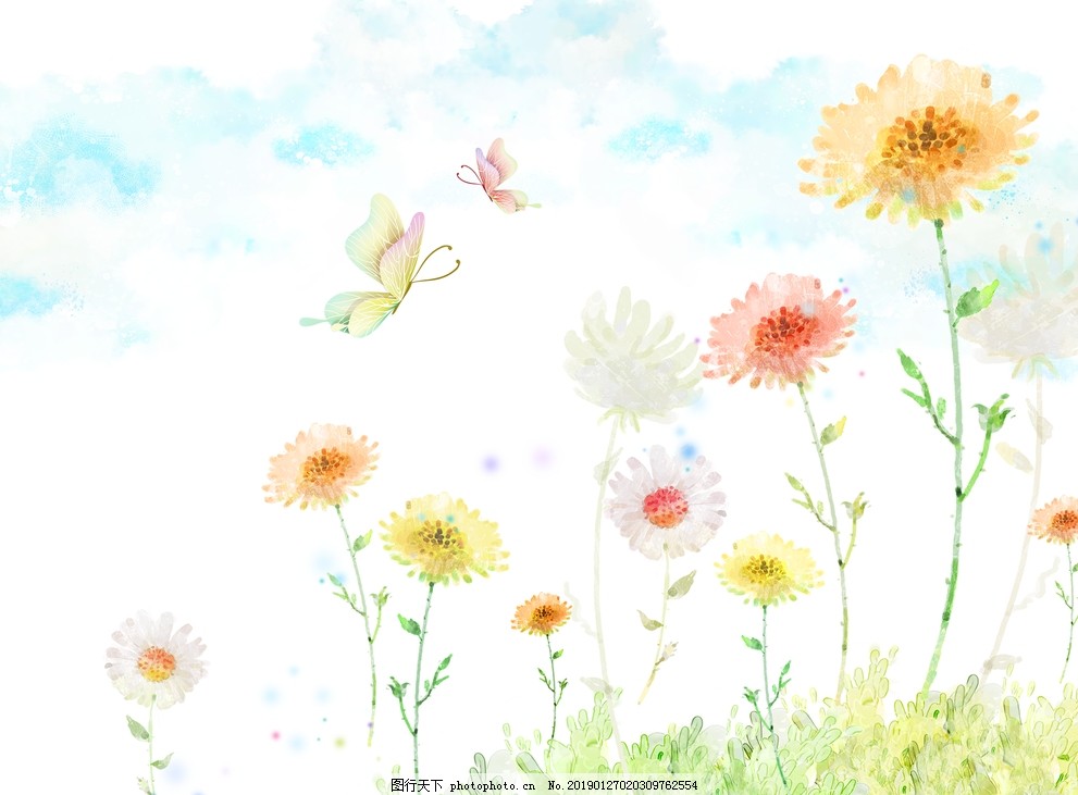 小碎花水彩花花纹背景图片 花边花纹 底纹边框 图行天下素材网