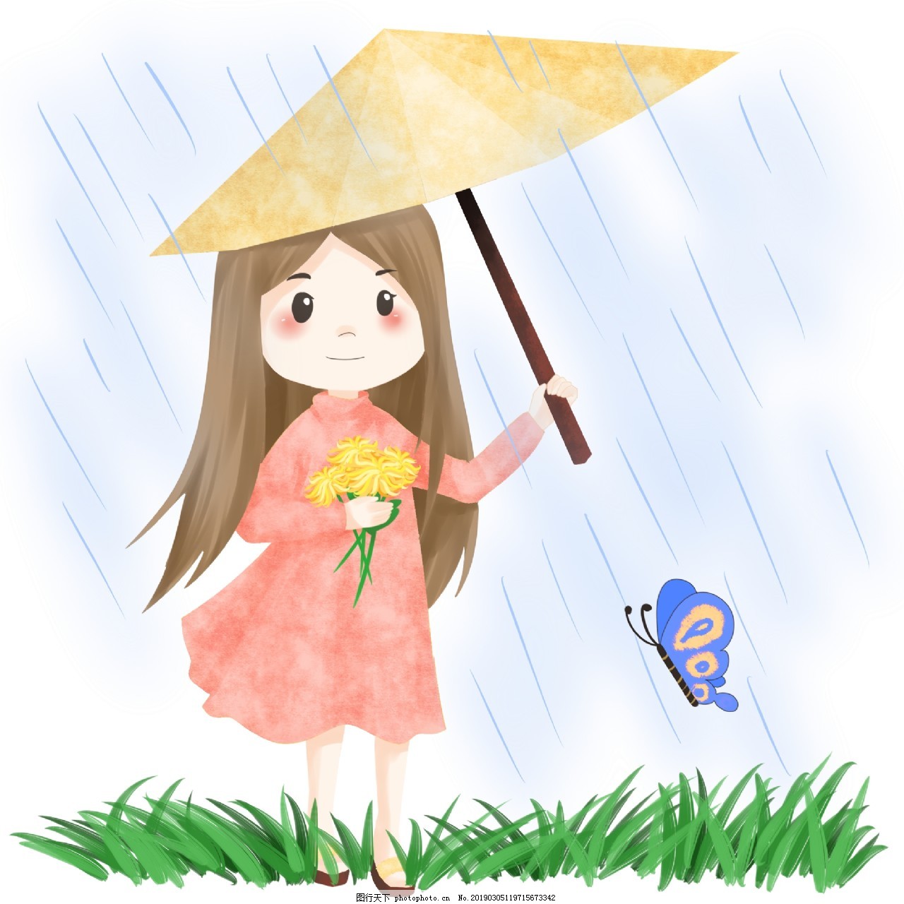 撑伞的小女孩图片素材-编号02193943-图行天下