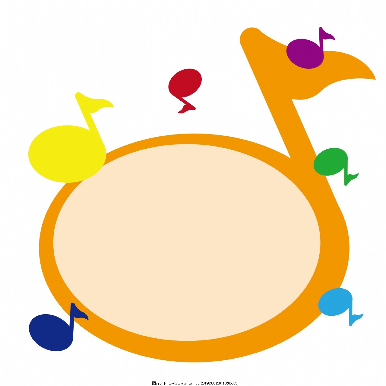 彩虹色八分音符儿童卡通边框矢量图片 纹理边框 设计元素 图行天下素材网