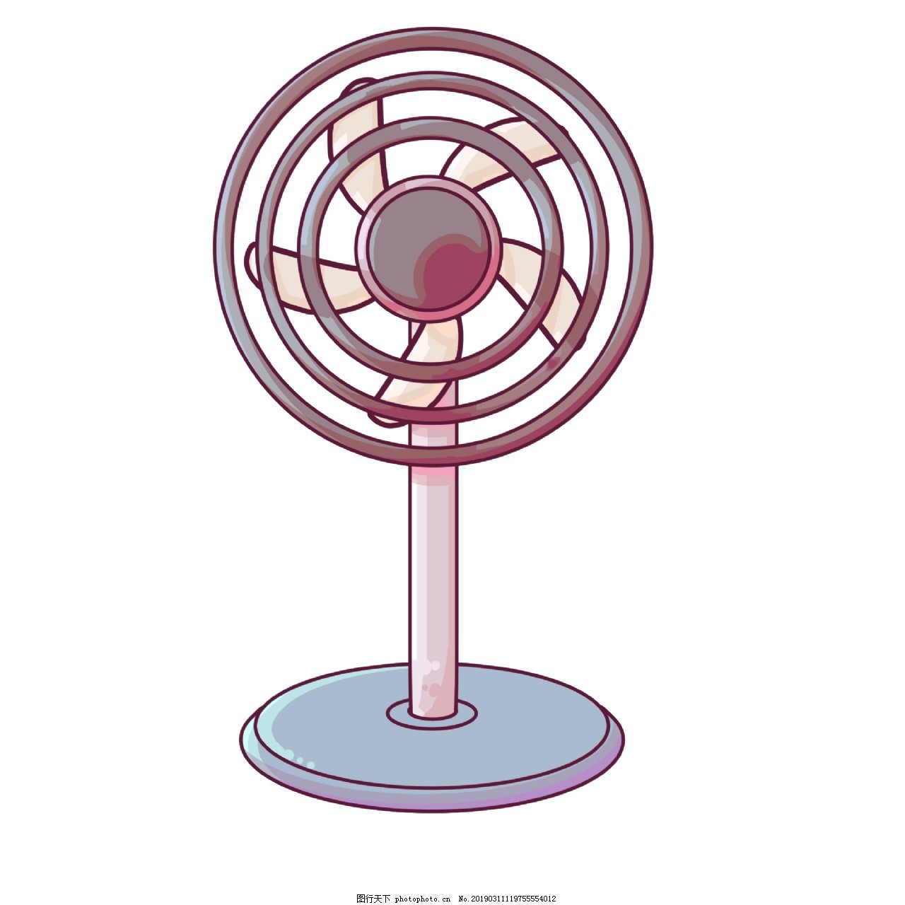卡通白色电风扇插画图片 装饰图案 设计元素 图行天下素材网