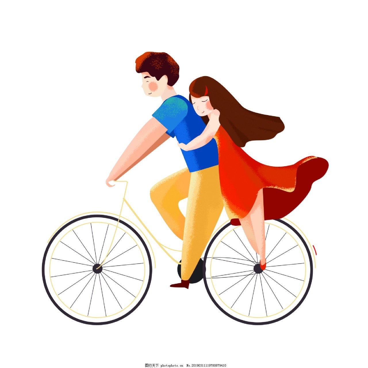 甜蜜情侣单车约会插画_插画 - logo设计网