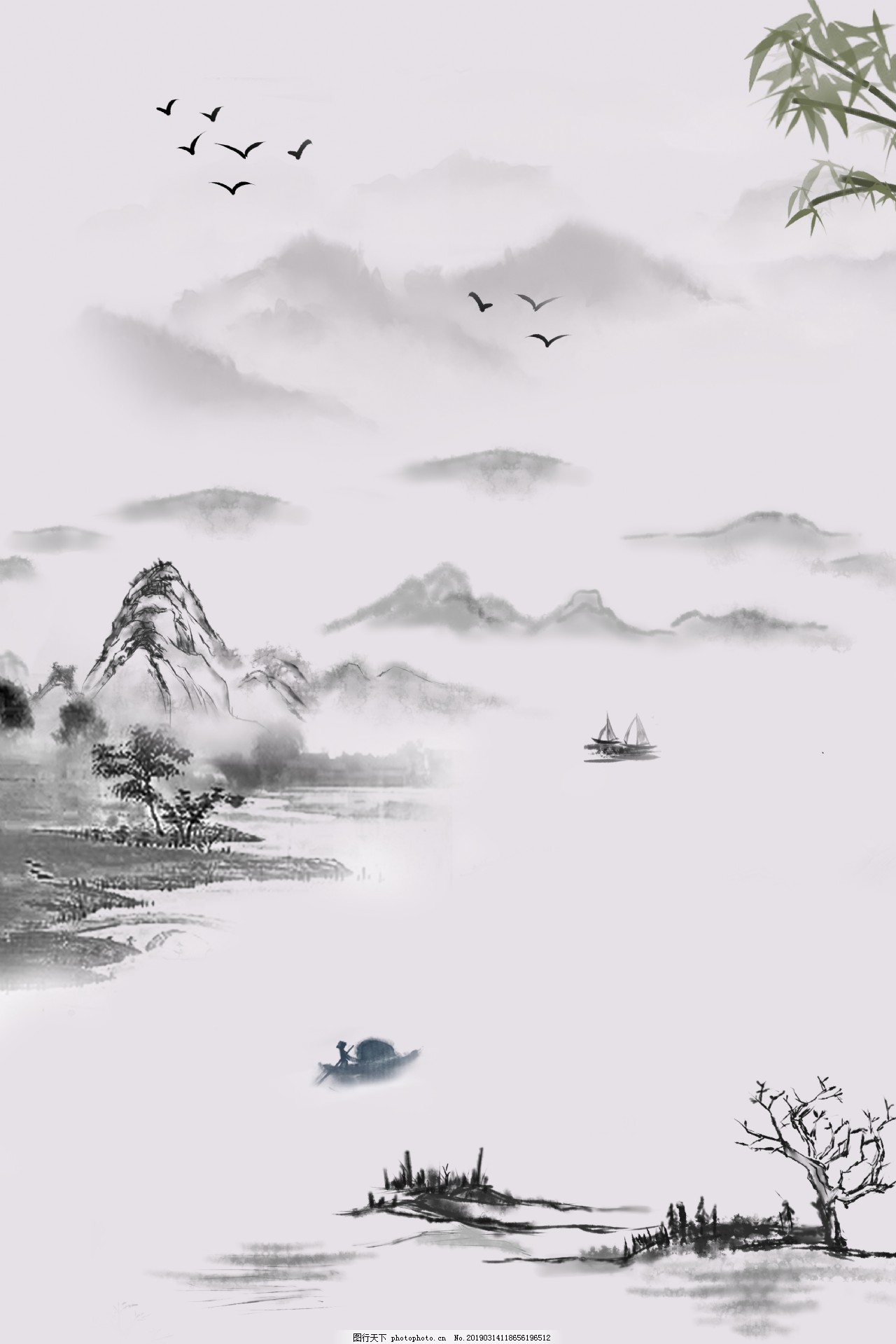 古典中国风山水墨画免抠图图片素材免费下载 - 觅知网