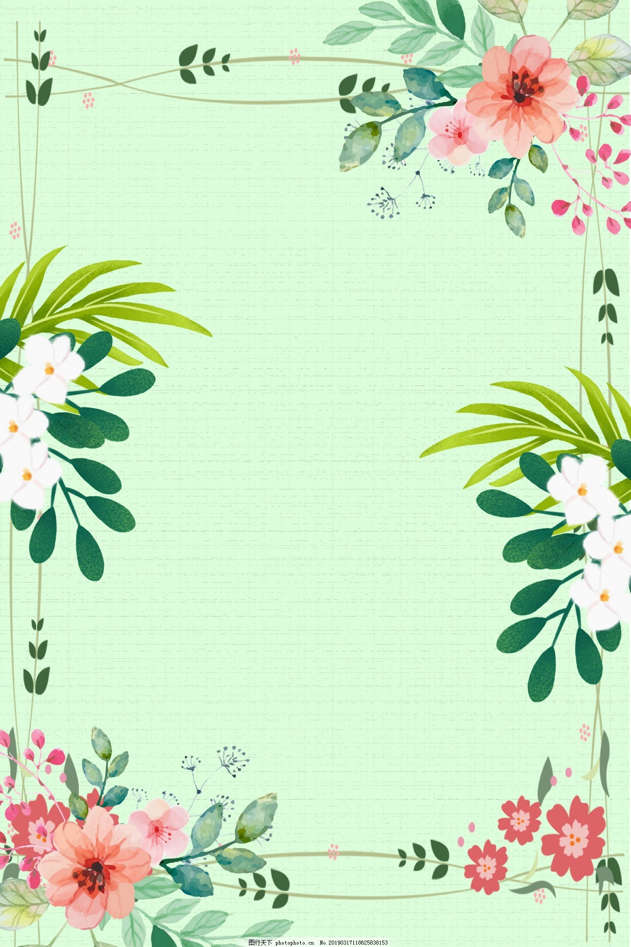 初夏夏季唯美小清新psd分层h5背景素材图片 H5背景 底纹边框 图行天下素材网