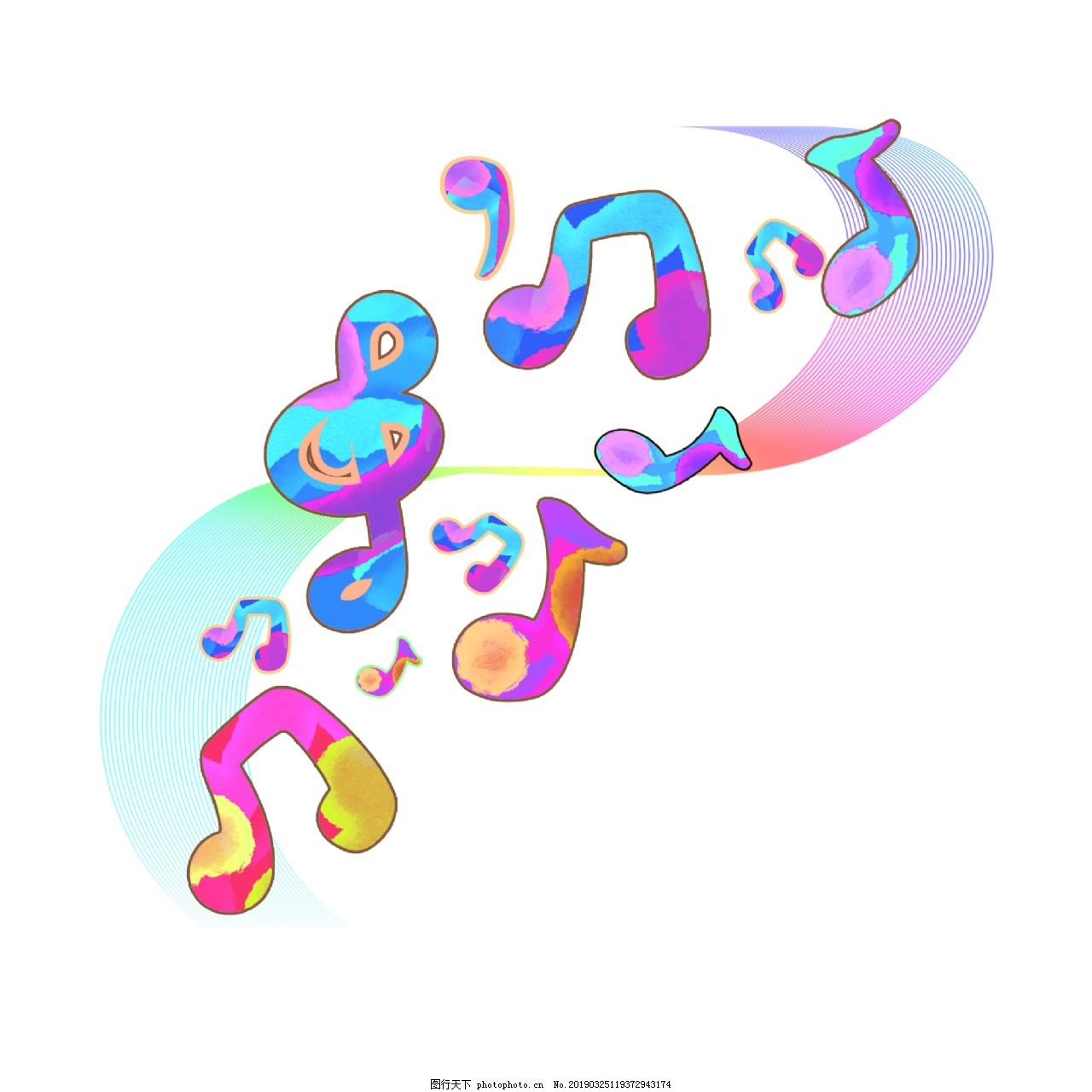 蜡笔画的音乐符号图片素材免费下载 - 觅知网