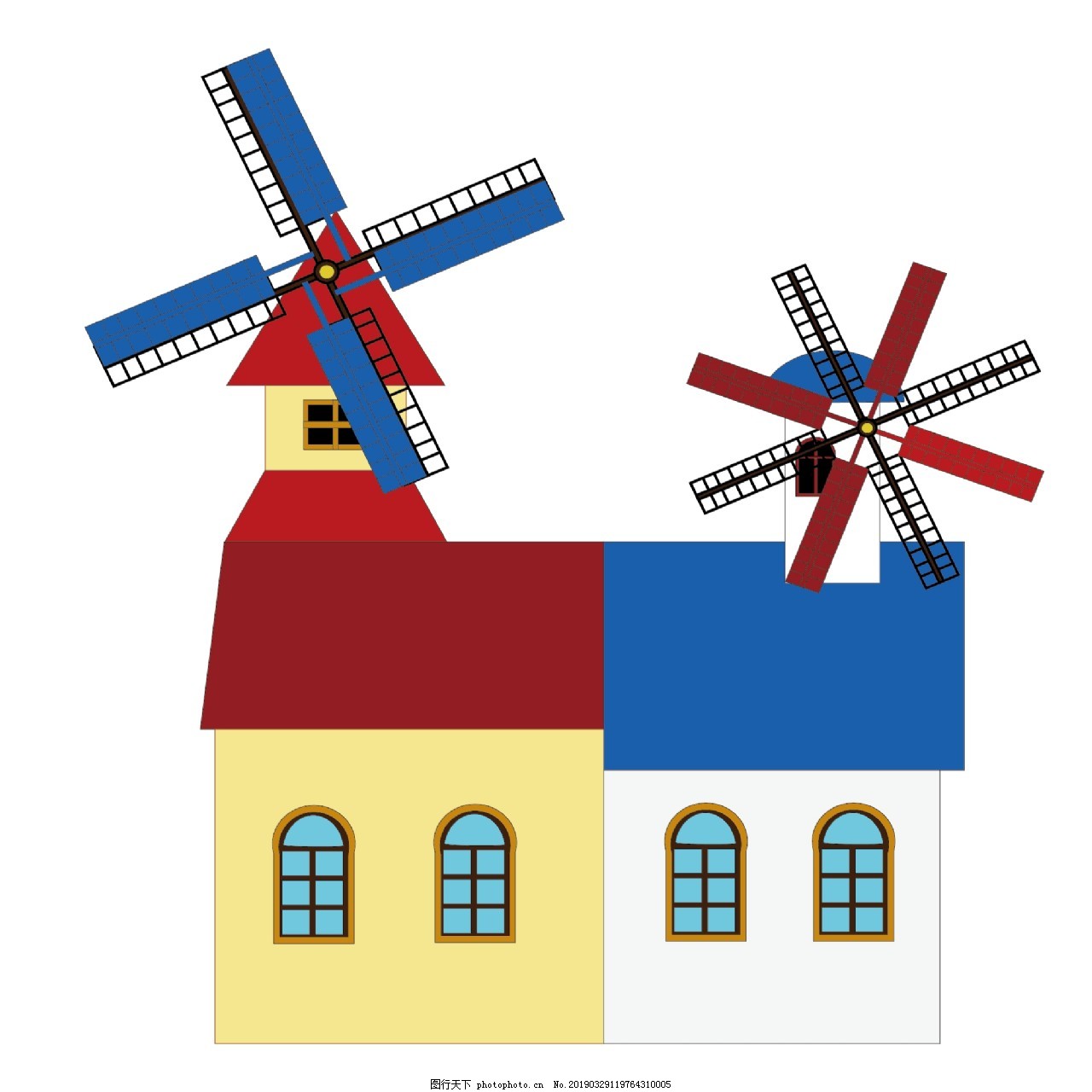 欧式建筑荷兰风车别墅图片_建筑素材_3D模型-图行天下素材网
