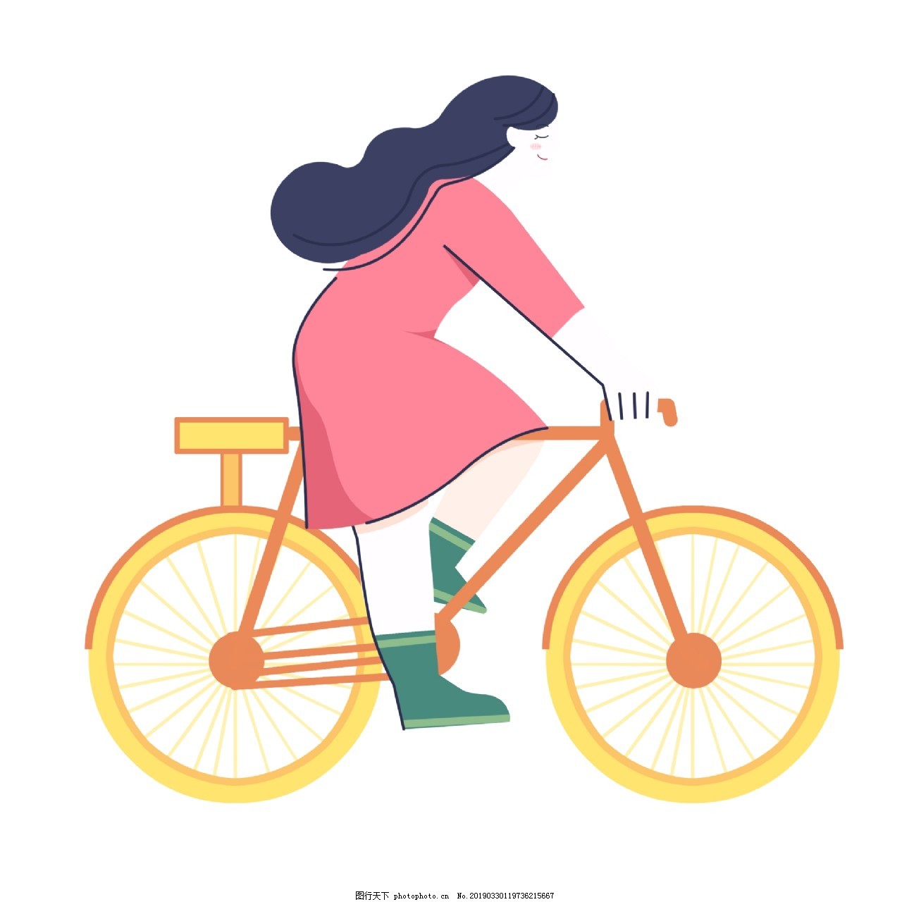 可爱卡通骑自行车的女生图片_动漫卡通_插画绘画-图行天下素材网